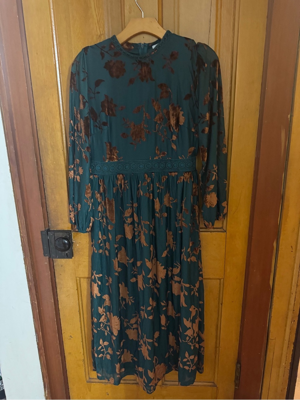 Polagram Teal Maxi Dress with Brown Floral Print